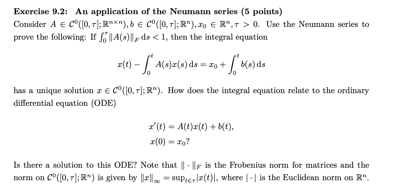 Solved Exercise 9.2: An Application Of The Neumann Series (5 