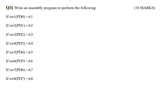 Solved (3) Write an assembly program to perform the | Chegg.com