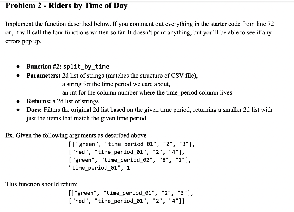 Solved Problem 2 - RIders by Time of Day (Plese using Python | Chegg.com