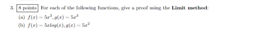 Solved 3. 8 points For each of the following functions, give | Chegg.com