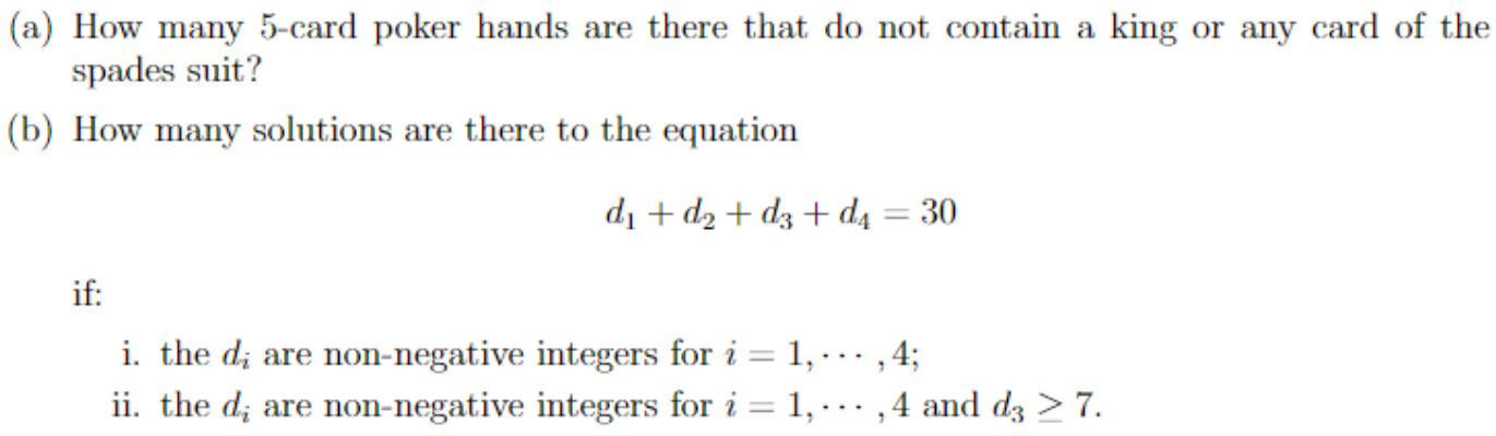 Solved (a) How many 5-card poker hands are there that do not | Chegg.com