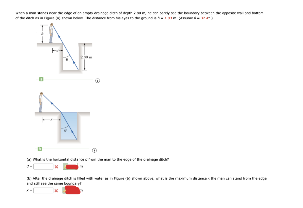 Solved When a man stands near the edge of an empty drainage | Chegg.com