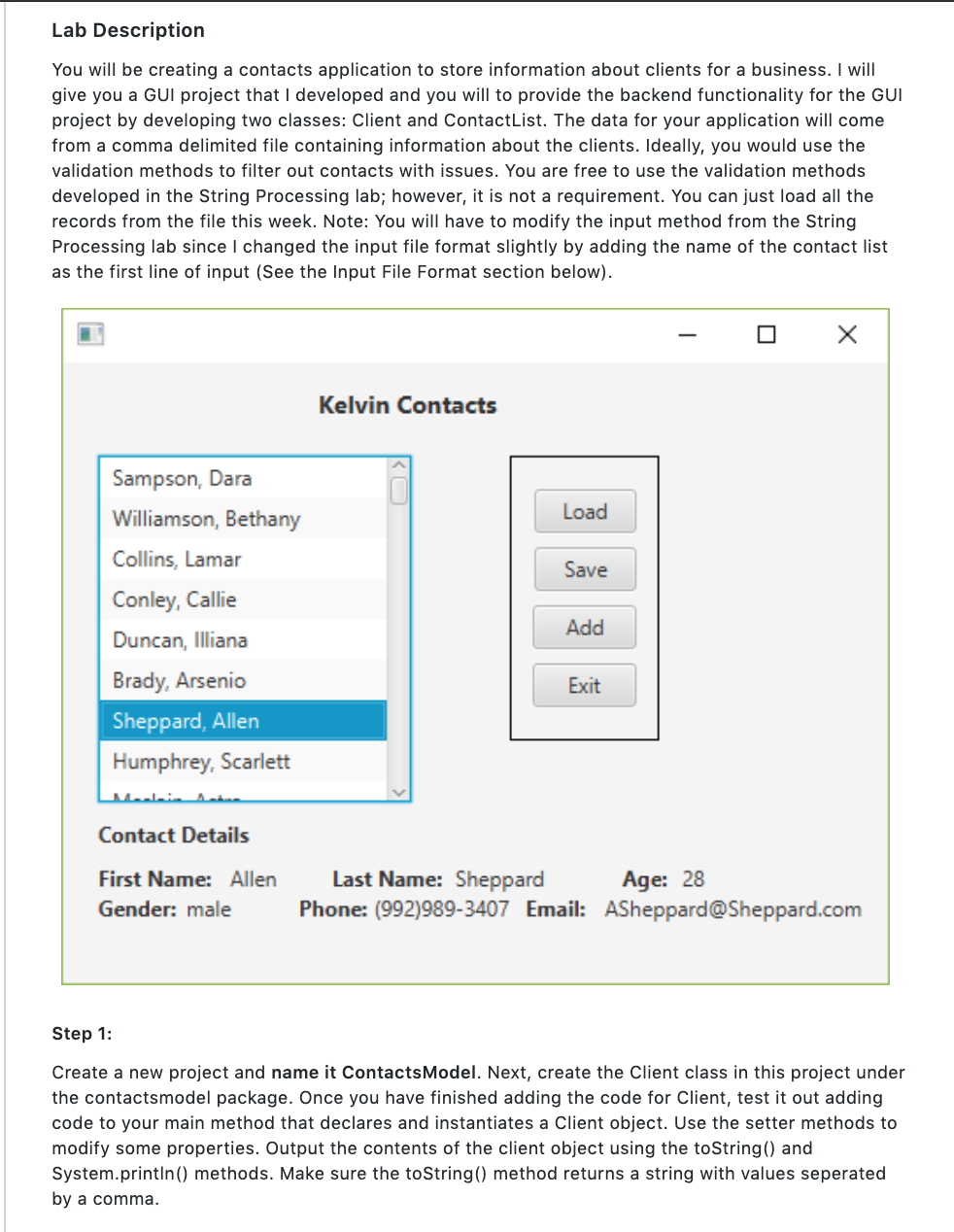 Lab Description You will be creating a contacts | Chegg.com