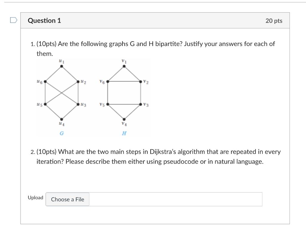 Solved Question 1 20 pts 1.(10pts) Are the following graphs | Chegg.com