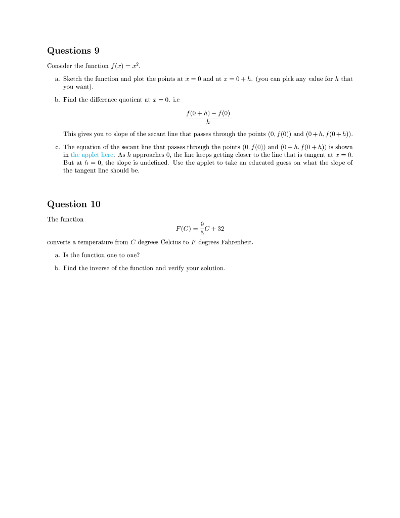 Solved Questions 9 Consider the function f(x) = ?. a. Sketch | Chegg.com