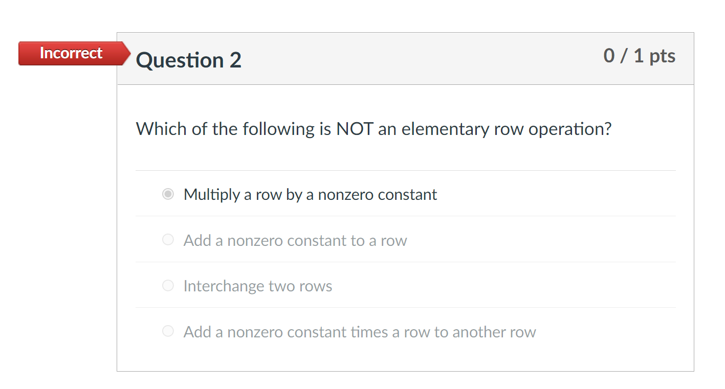 Solved Which of the following is NOT an elementary row Chegg