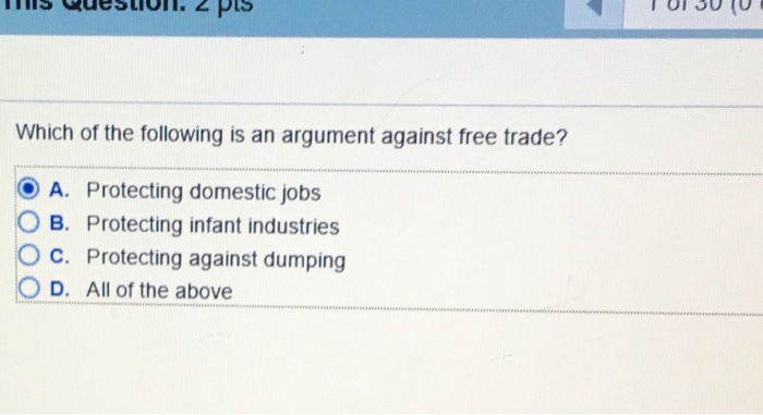 Solved Which Of The Following Is An Argument Against Free | Chegg.com