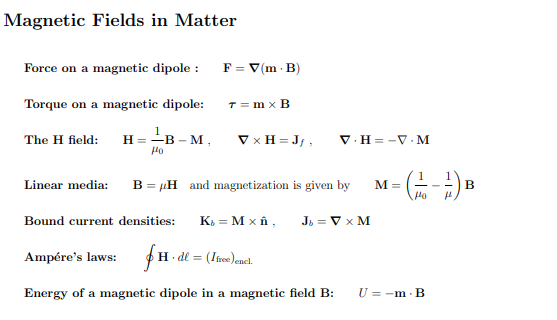 Solved Magnetic Fields in Matter Force on a magnetic dipole | Chegg.com