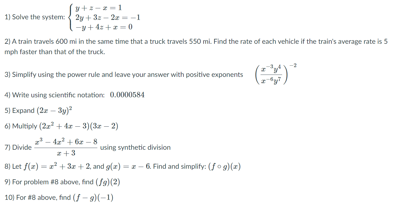 Solved 1 Solve The System Y Z X 1 2y 3z 2x 1 Y Chegg Com