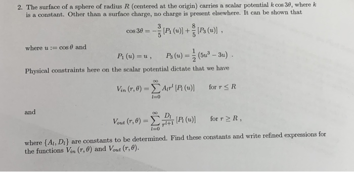 Solved 2. The surface of a sphere of radius R (centered at | Chegg.com