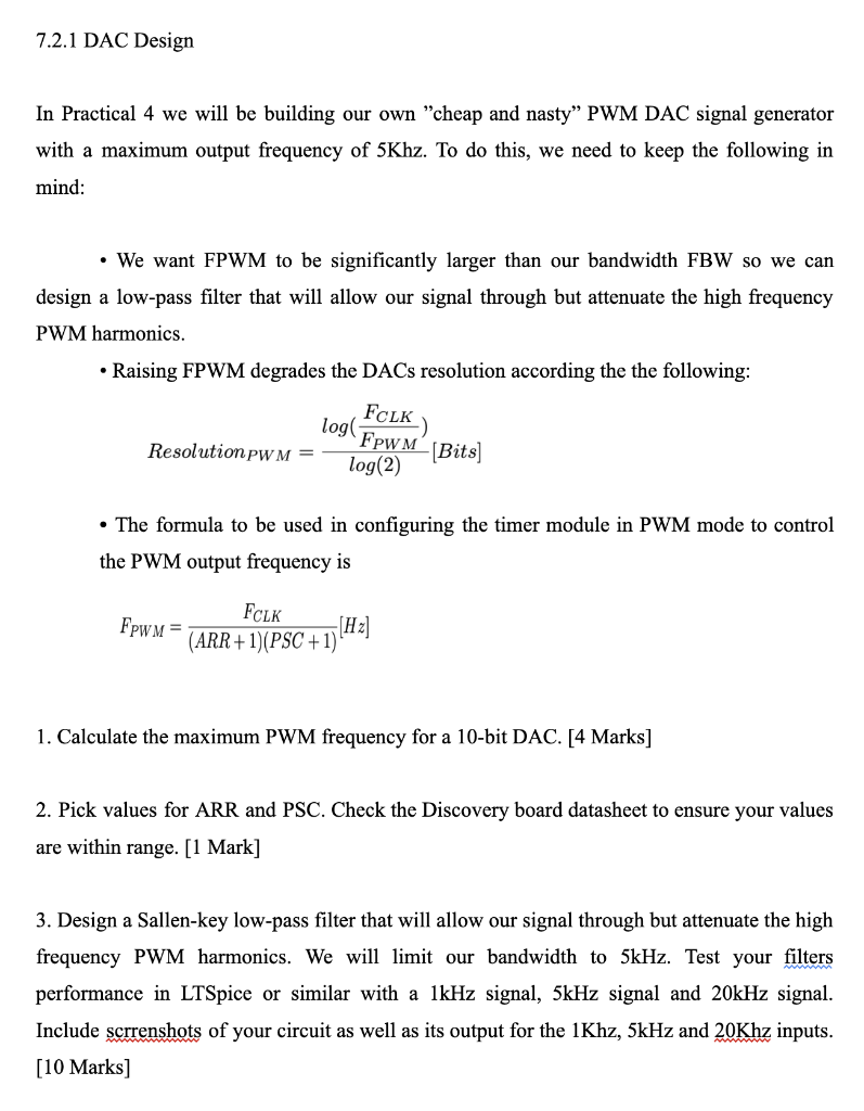 7.2.1 DAC Design In Practical 4 we will be building | Chegg.com