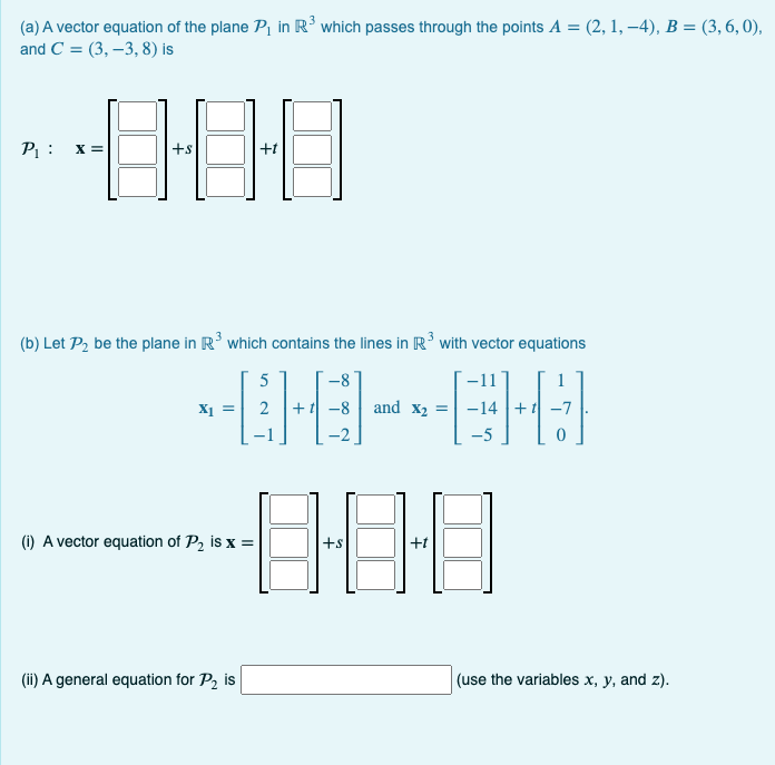 Solved (a) A vector equation of the plane P, in R which | Chegg.com