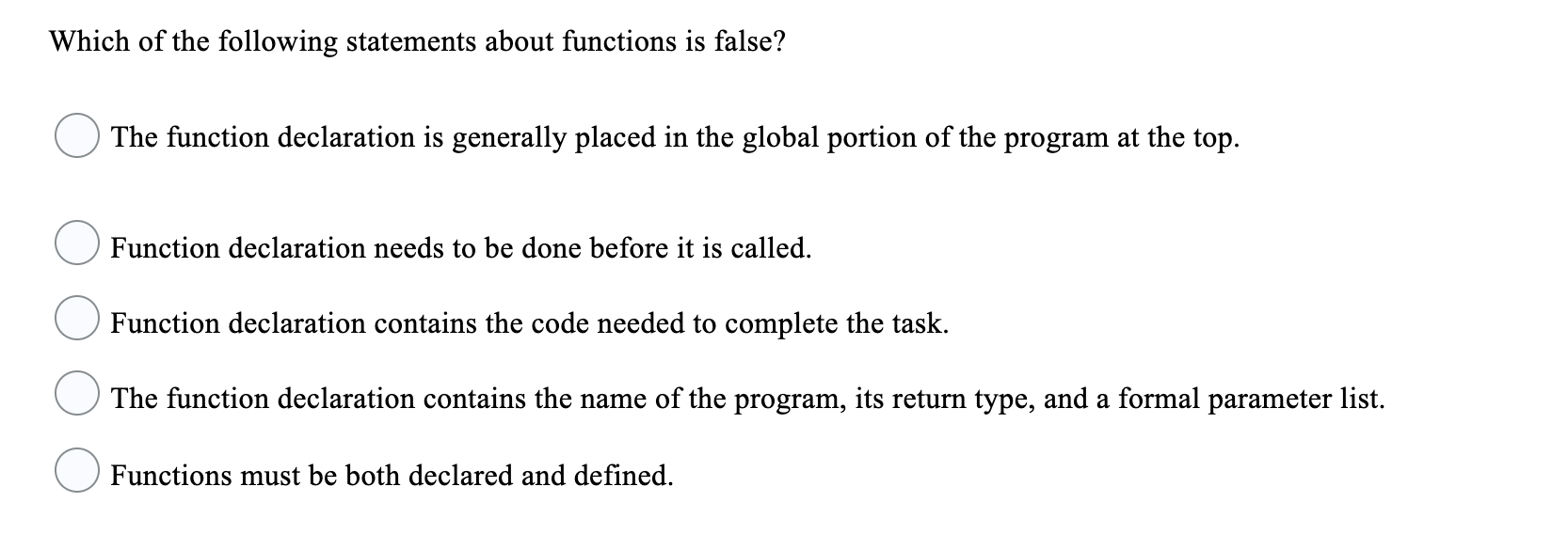 Solved Which of the following statements about functions is | Chegg.com