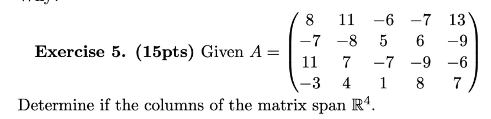 Solved Exercise 5. (15pts) Given | Chegg.com