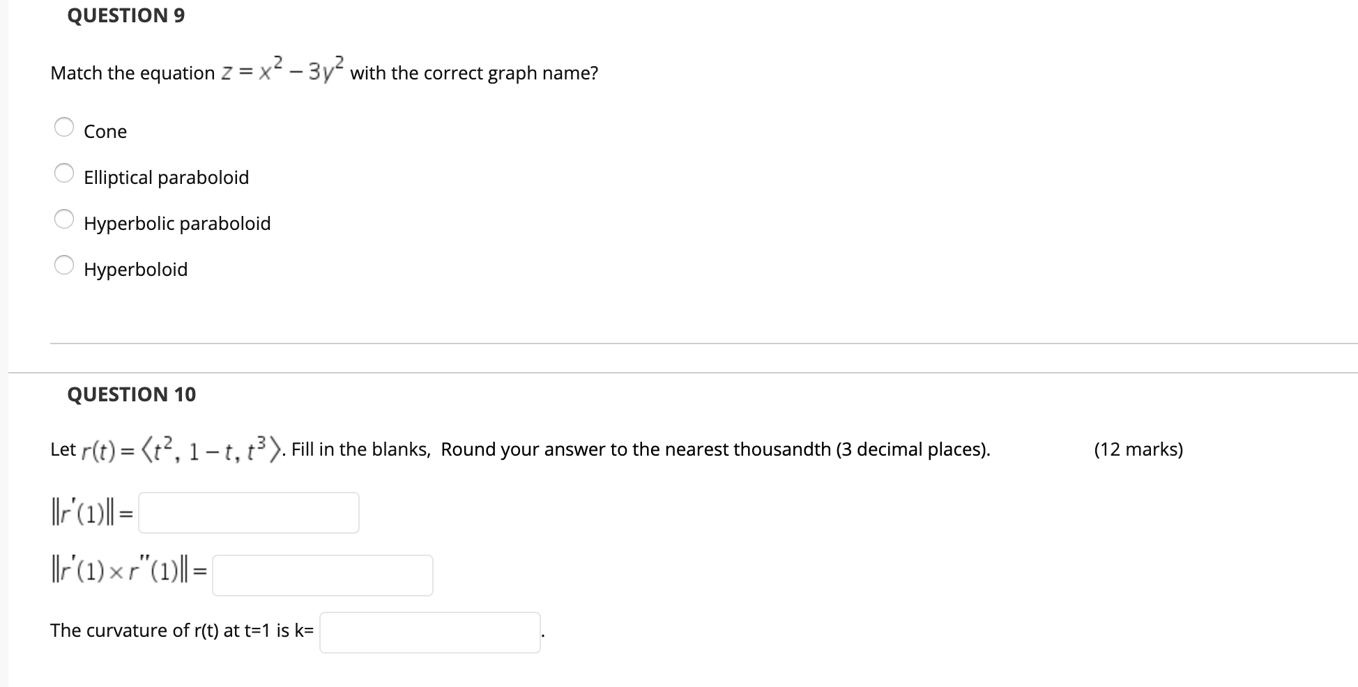 Solved QUESTION 9 Match the equation z= x - 3y with the | Chegg.com