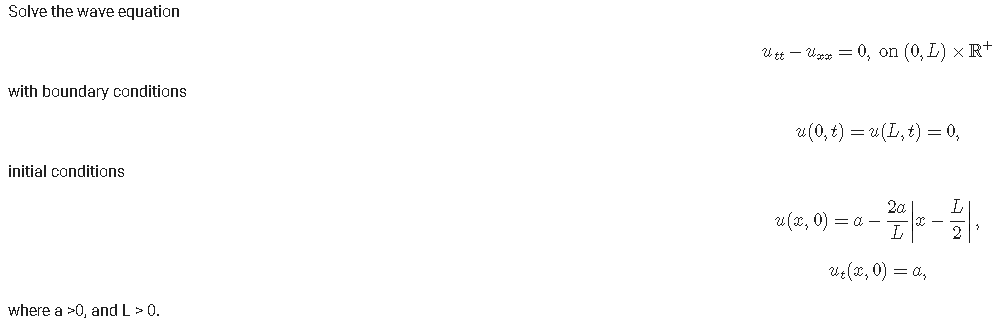 Solved Solve the wave equation U tt – Ug = 0, on (0,L) XR+ | Chegg.com