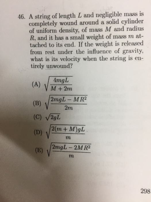 Solved 46. A string of length L and negligible mass is | Chegg.com