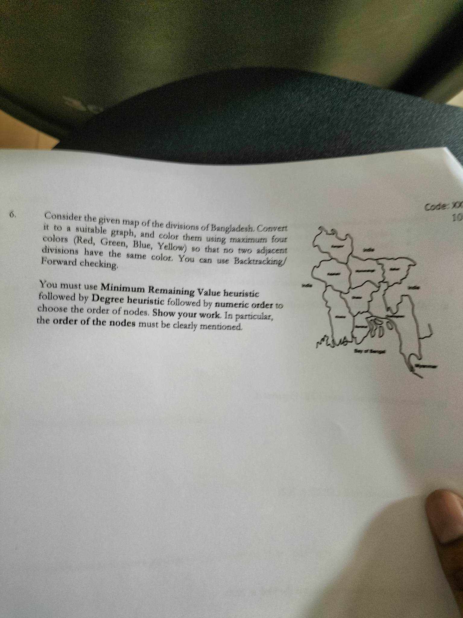 Solved Consider the given map of the divisions of