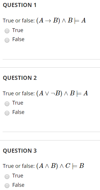 Solved QUESTION 1 True Or False: (A + B) ABEA True False | Chegg.com