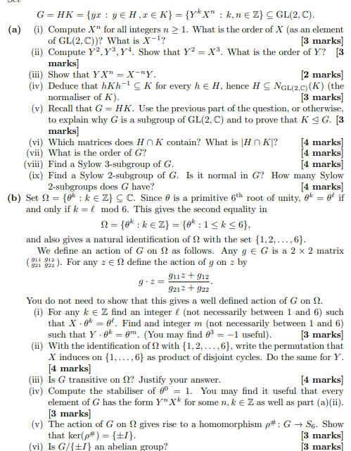 Solved Question 4 Total 50 Marks Recall That Gl 2 C Chegg Com