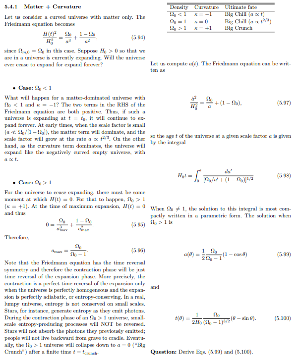 Solved 5.4.1 Matter + Curvature Let us consider a curved | Chegg.com