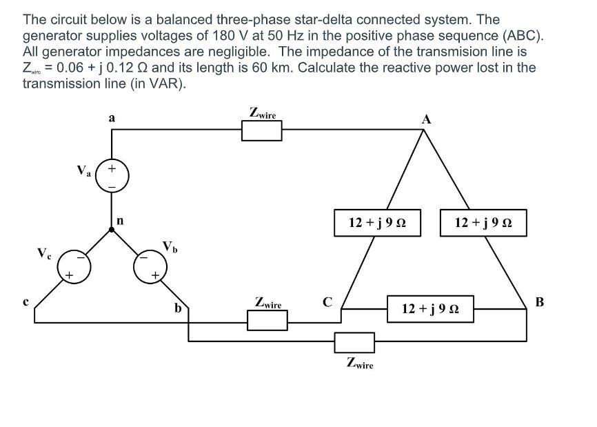 Solved The circuit below is a balanced three-phase | Chegg.com