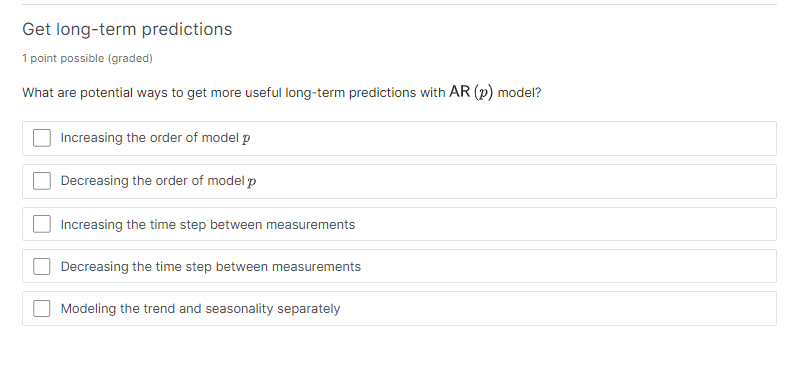 Solved Get Long term Predictions 1 Point Possible graded Chegg
