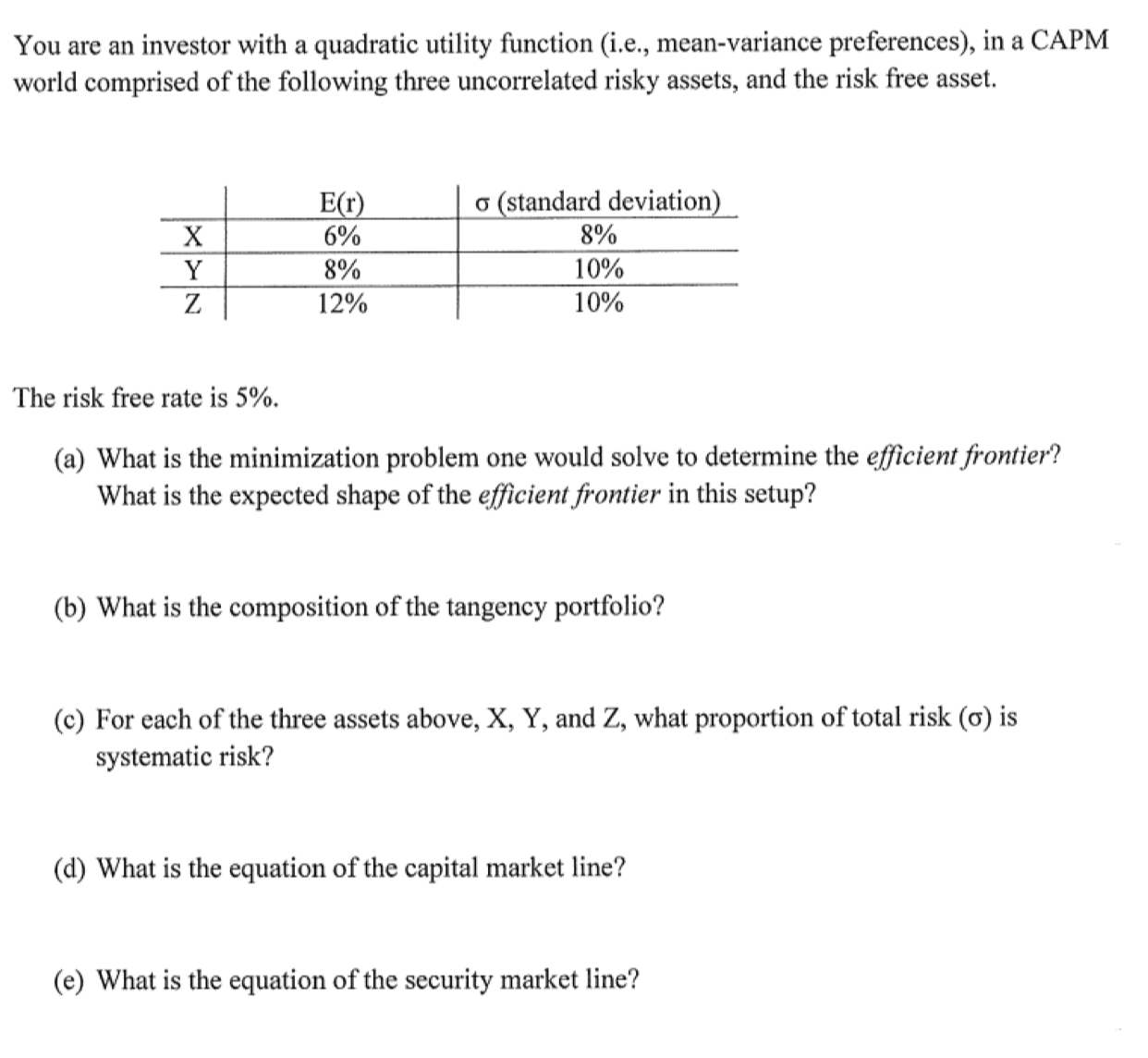 Solved You are an investor with a quadratic utility function | Chegg.com