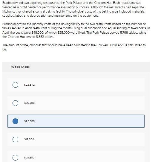 Solved Bradbo owned two adjoining restaurants, the Pork
