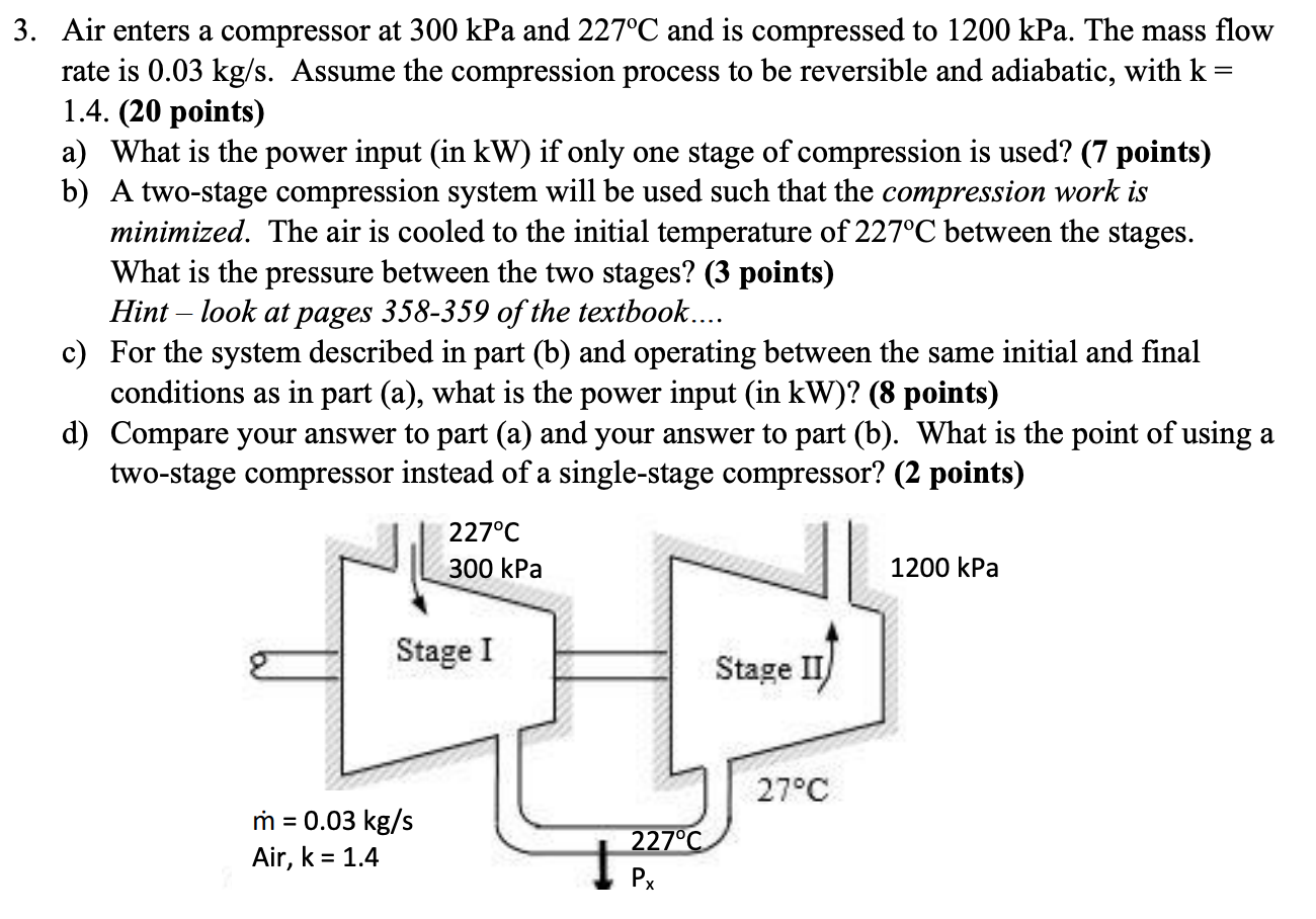 Solved 3. Air enters a compressor at 300 kPa and 227°C and | Chegg.com