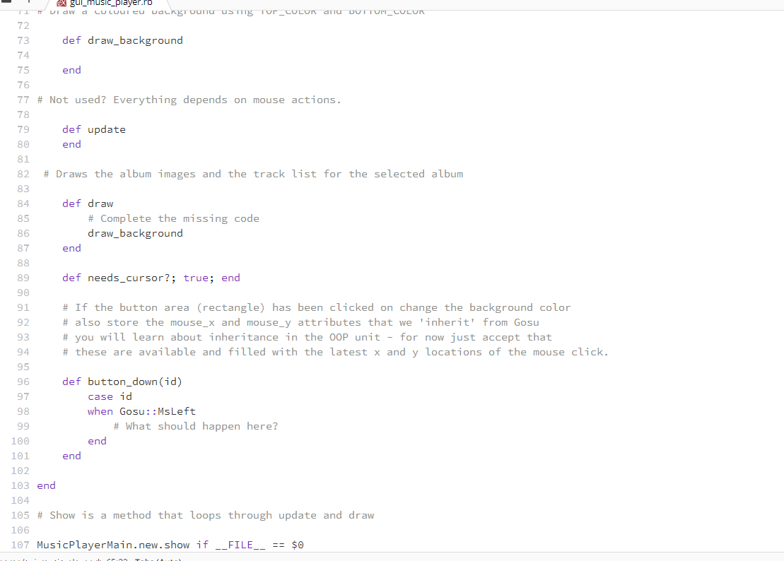 Solved This task requires the ruby programming | Chegg.com