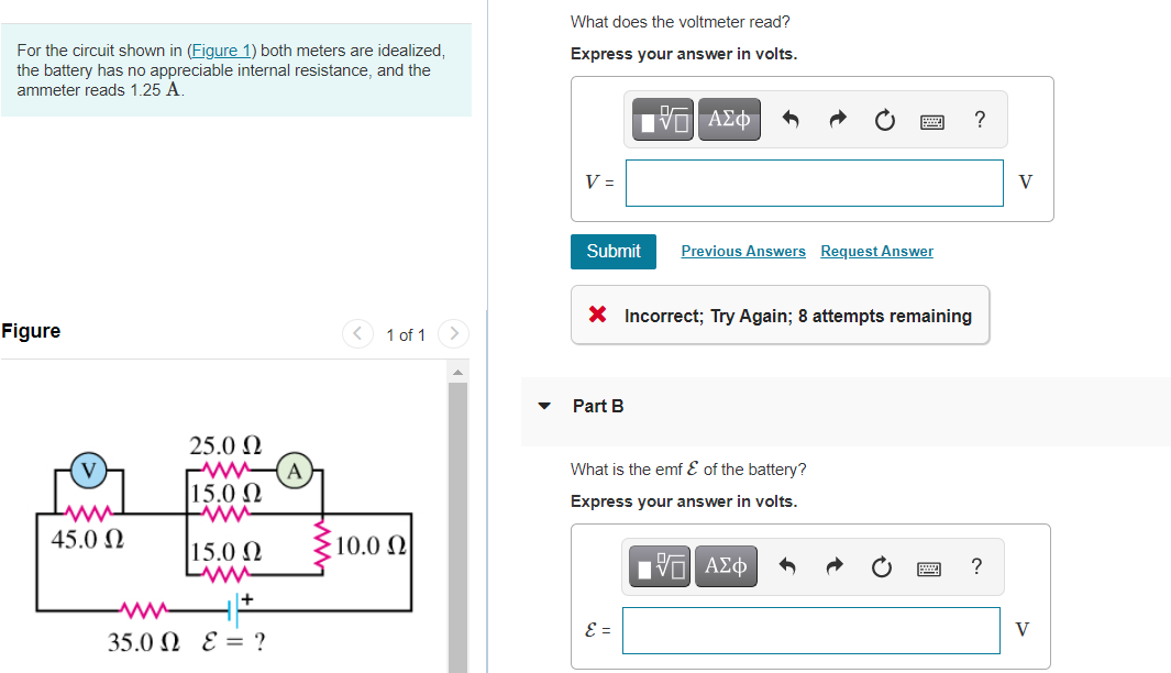 Solved What does the voltmeter read? Express your answer in