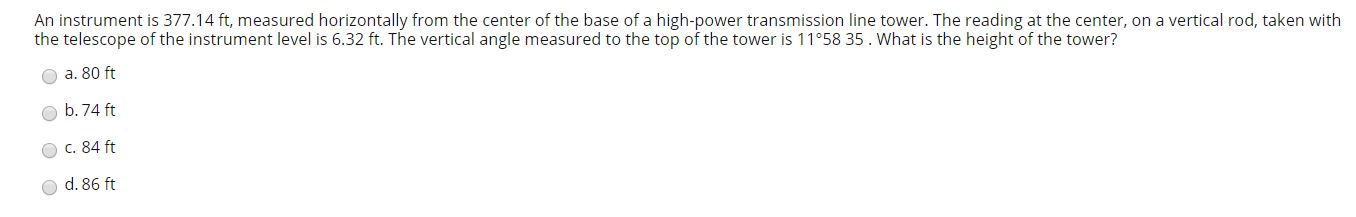 Solved An instrument is 377.14 ft, measured horizontally | Chegg.com