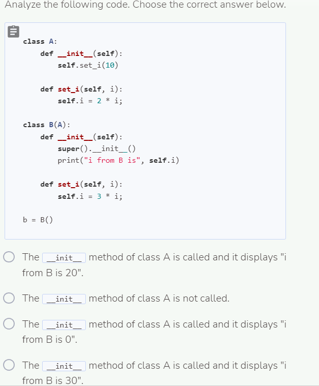 Solved The method of class A is called and it displays "i | Chegg.com