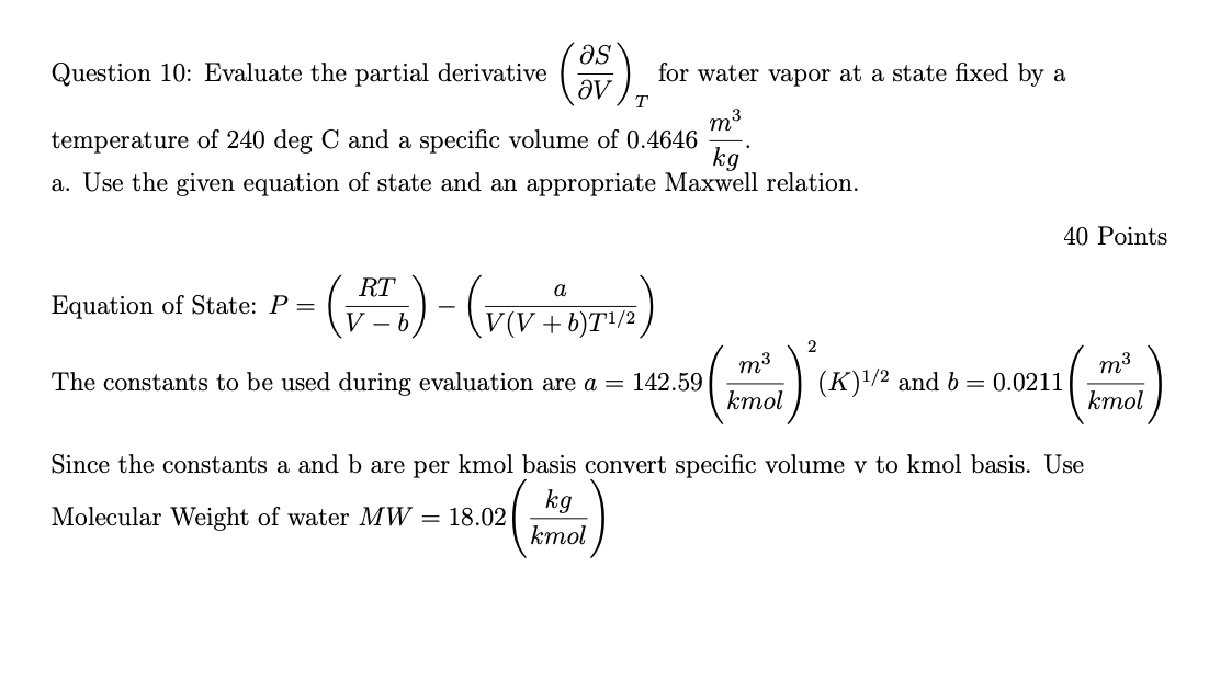 Solved Question 10: Evaluate the partial derivative | Chegg.com
