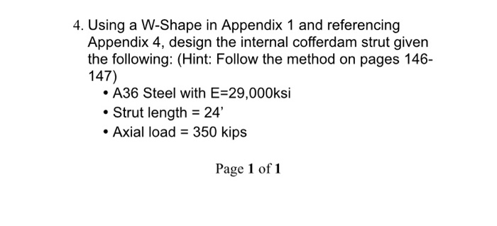 Solved 4. Using a W-Shape in Appendix 1 and referencing | Chegg.com