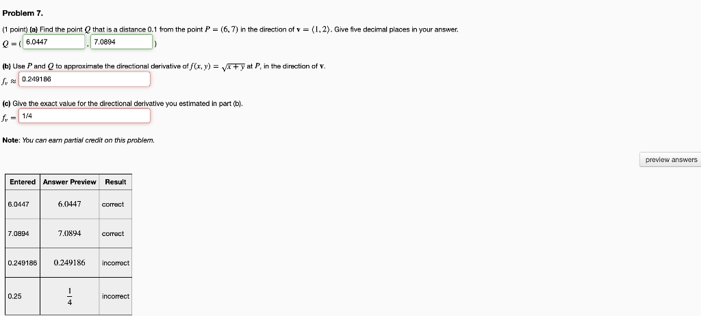 Solved Problem 7. (1 point) (a) Find the point that is a | Chegg.com