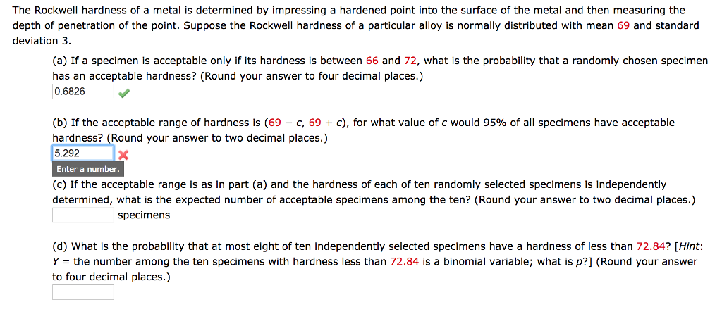 Solved The Rockwell Hardness Of A Metal Is Determined By | Chegg.com