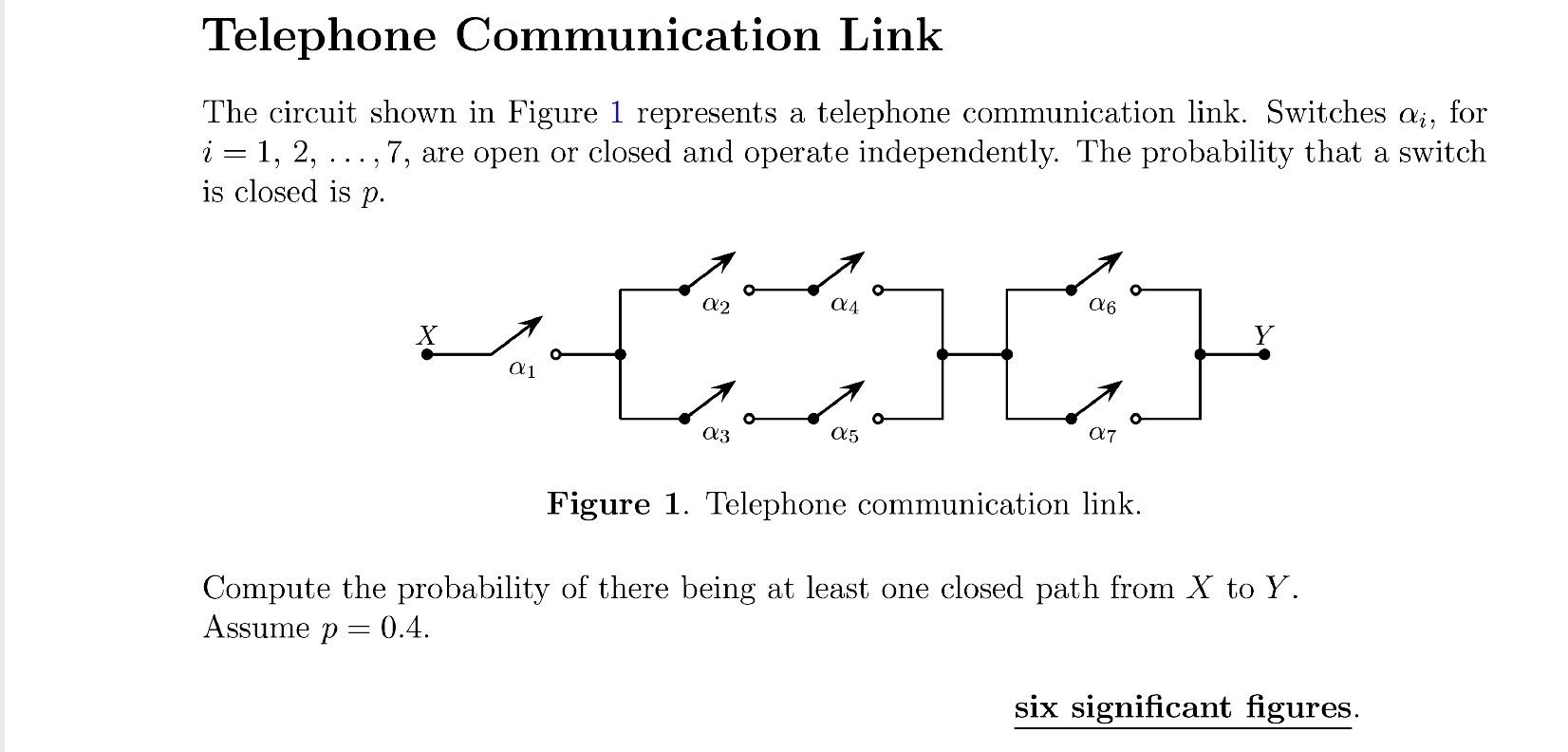 Solved The switch network shown in Figure 1 represents a | Chegg.com