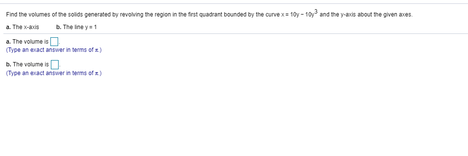 Solved Find the volumes of the solids generated by revolving | Chegg.com