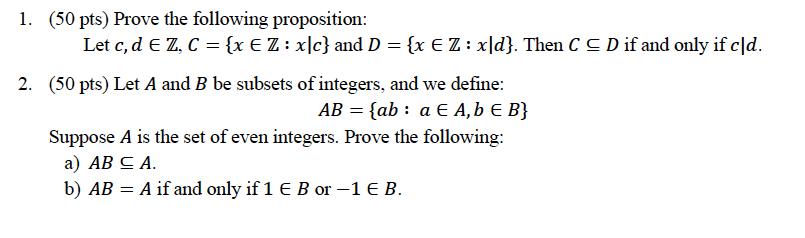 1 50 Pts Prove The Following Proposition Let C D Chegg Com