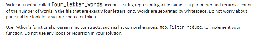 Write a function called four_letter_words accepts a | Chegg.com