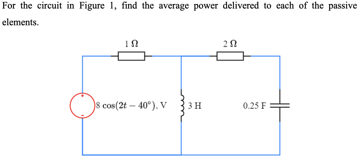 Solved For the circuit in Figure 1, find the average power | Chegg.com
