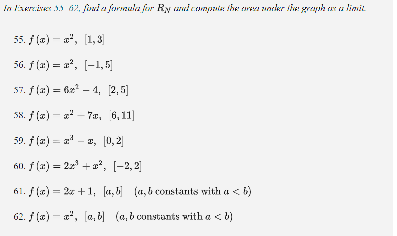 Solved In Exercises 55-62, find a formula for RN and compute | Chegg.com