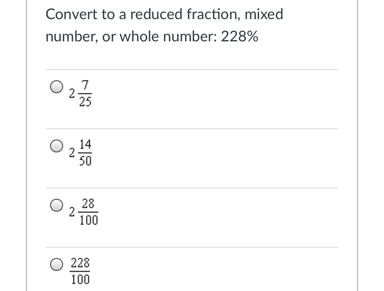 Solved Convert to a reduced fraction, mixed number, or whole