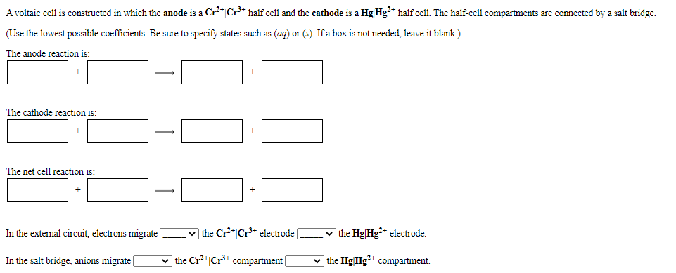 Solved A voltaic cell constructed in which the anode is a | Chegg.com