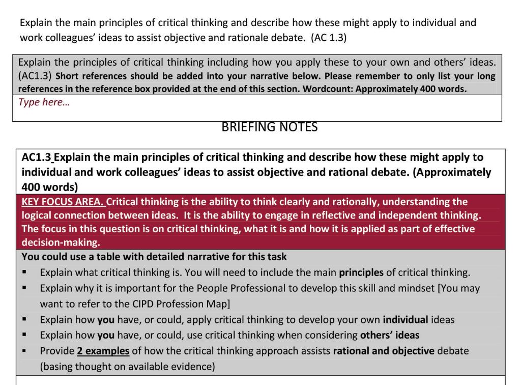 explain principles of good argument and critical thinking