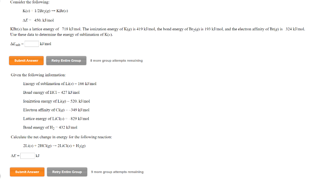 Solved Consider The Following K S 1 2br2 G Kbr S Chegg Com