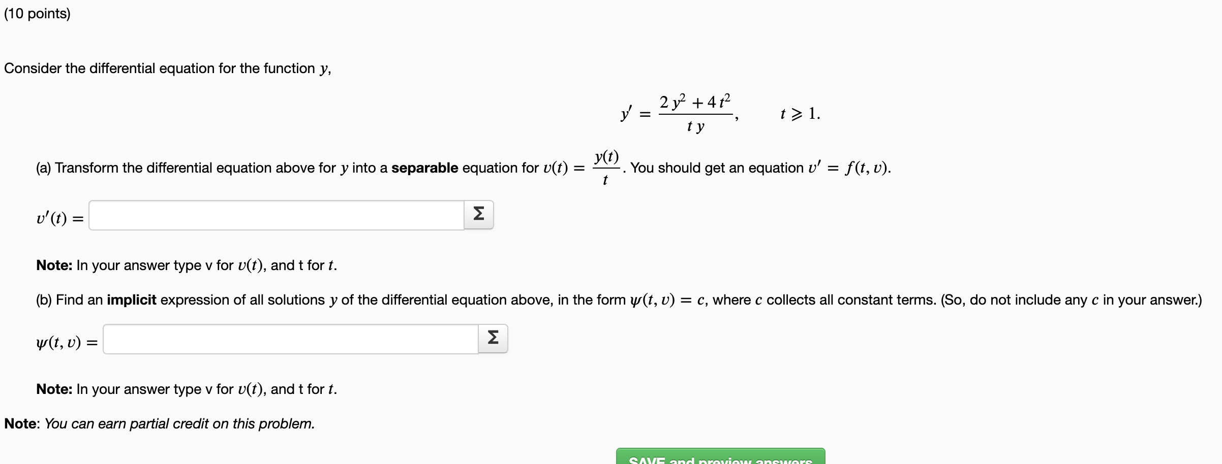 Solved 10 Points Consider The Differential Equation For Chegg Com
