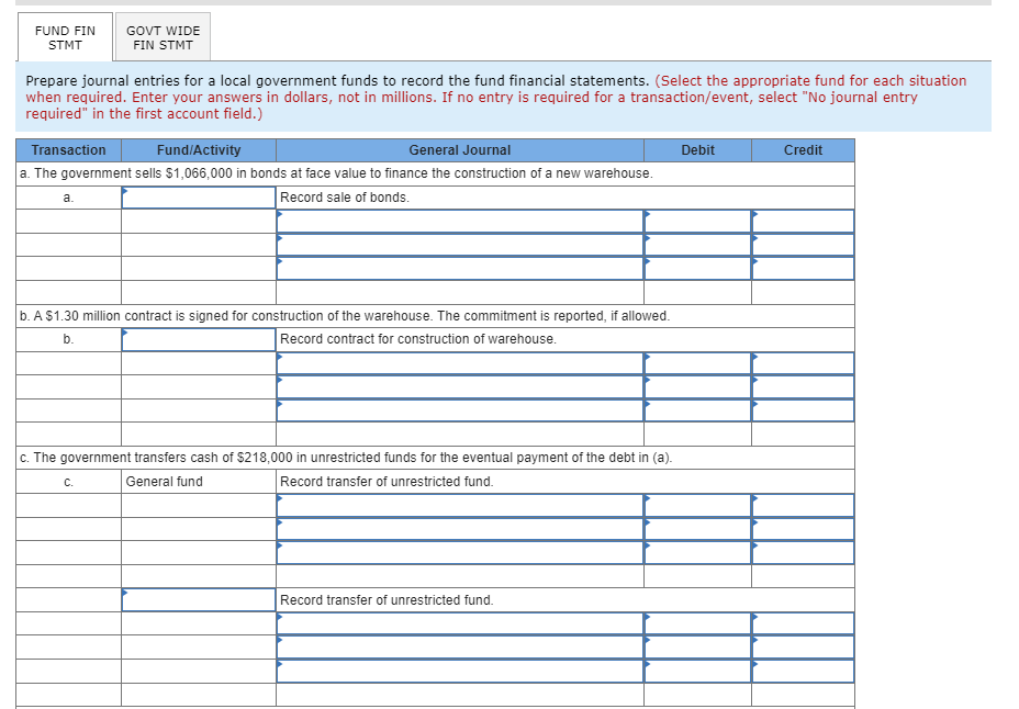 Solved Prepare journal entrles for a local government to | Chegg.com